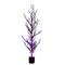 4ft. Pre-Lit Artificial Halloween Black Spooky Twig Tree with 160 Orange & Purple Copper Wire String LED Lights